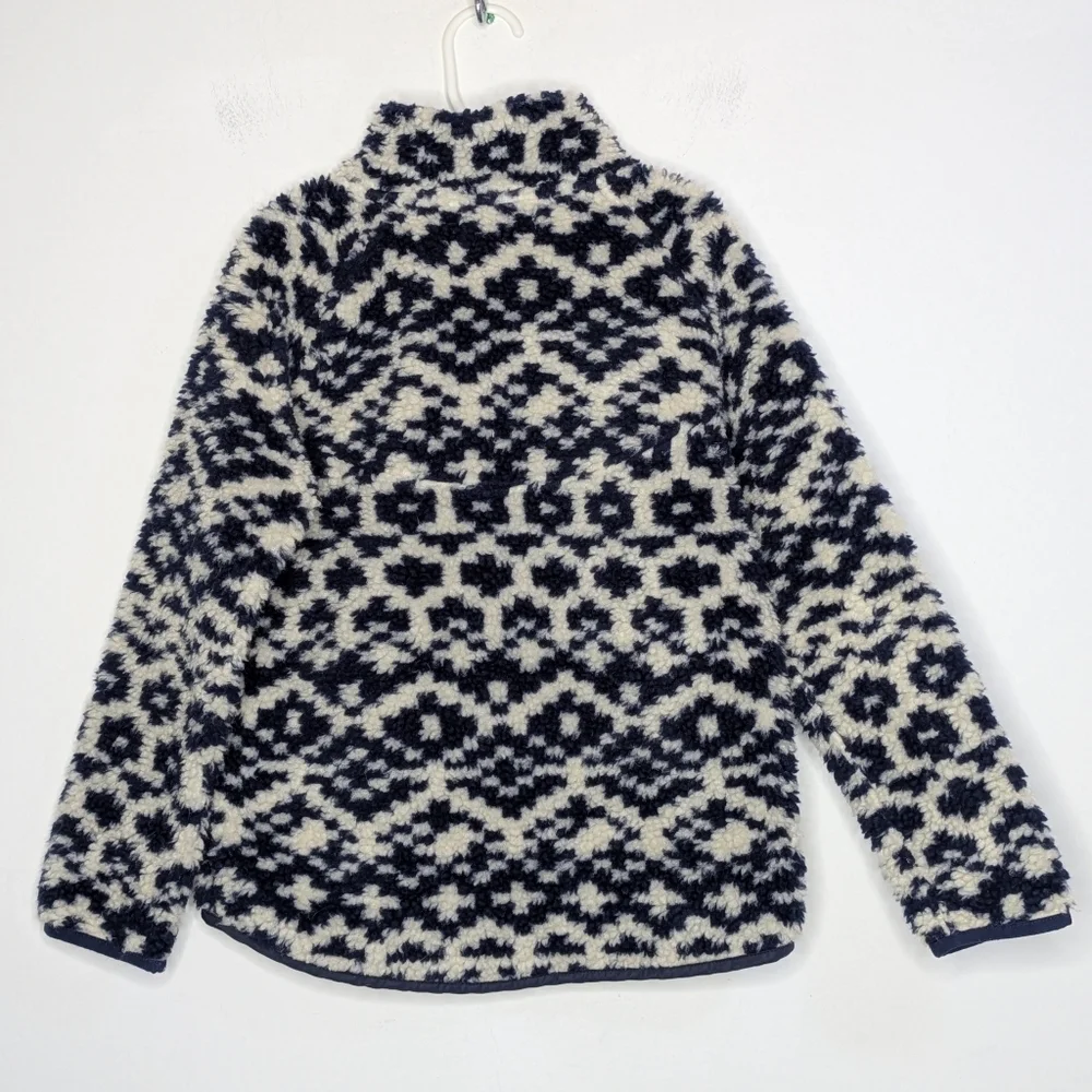 Vineyard Vines Blue White Fuzzy Geometric 1/3 Snap Pullover Sweater Jacket 7/8